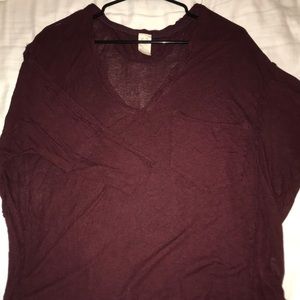 ✧3/4 sleeve free people burgundy top✧